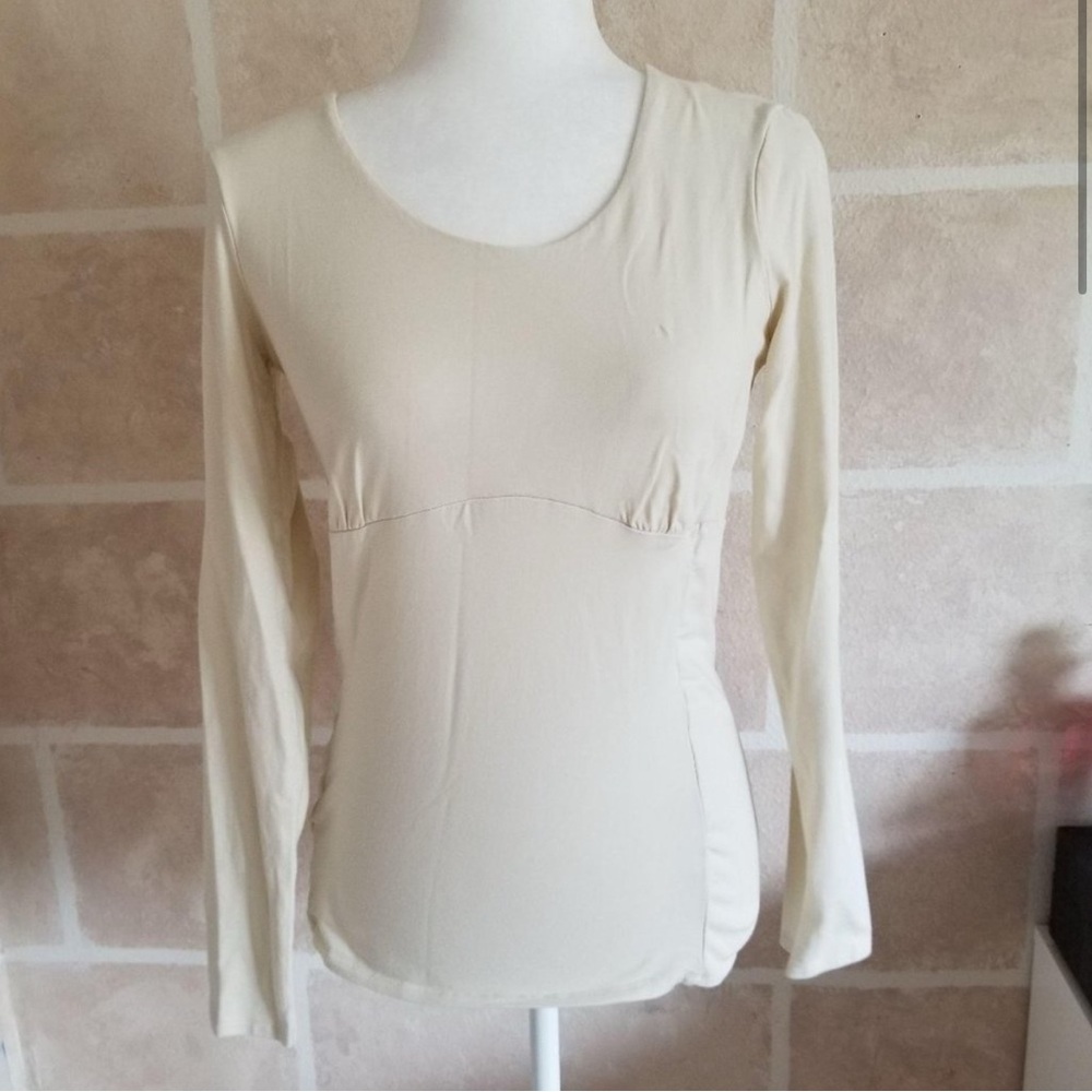 Athleta Cream Long Sleeve Blouse